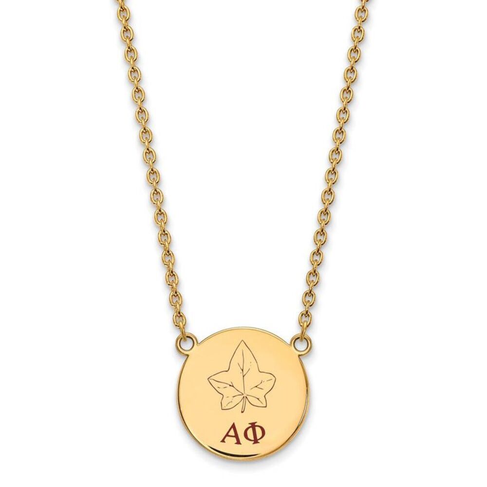 14K Plated Silver Alpha Phi Large Enamel Necklace